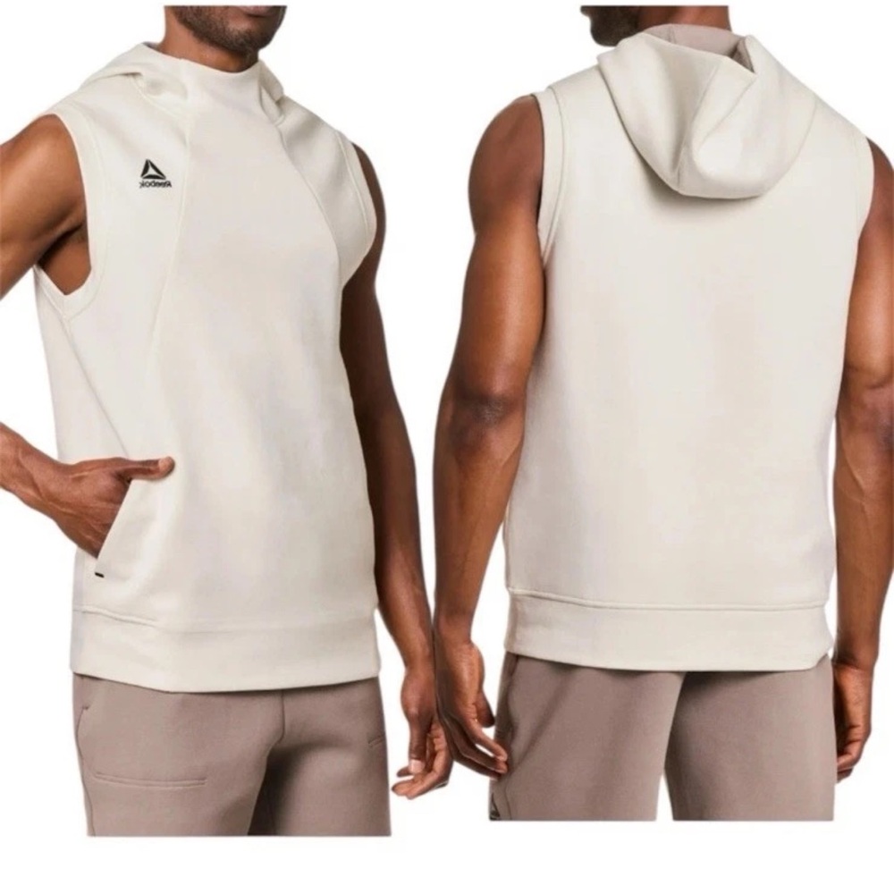 men's Reebok Gym Sleeveless Muscle hoodie Tank Vest RBK Basketball sweatshirt